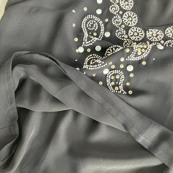 Black Silk Beaded Shell Top - Picture 9 of 9
